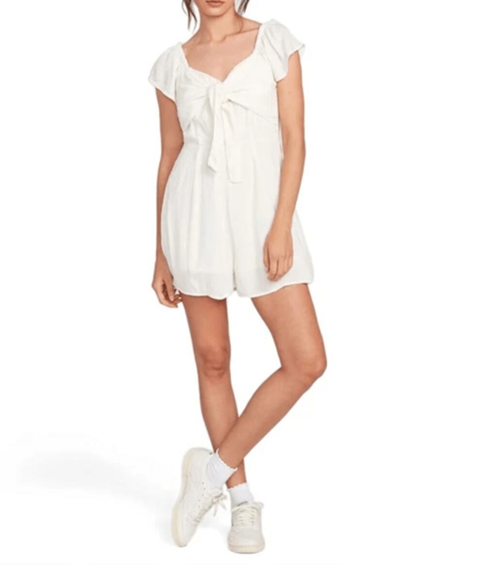 Volcom Coco Lined Short Sleeve Shorts Romper White Size XS (0/2)
